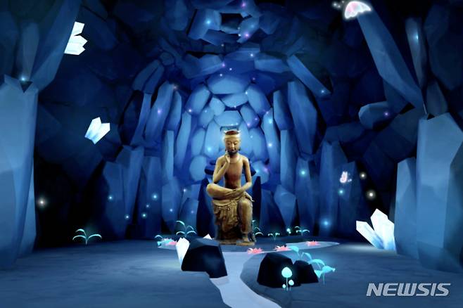 [서울=뉴시스] 메타버스 박물관 제페토 '힐링동산' 내 반가사유상 (사진=국립중앙박물관 제공) 2021.10.13. photo@newsis.com