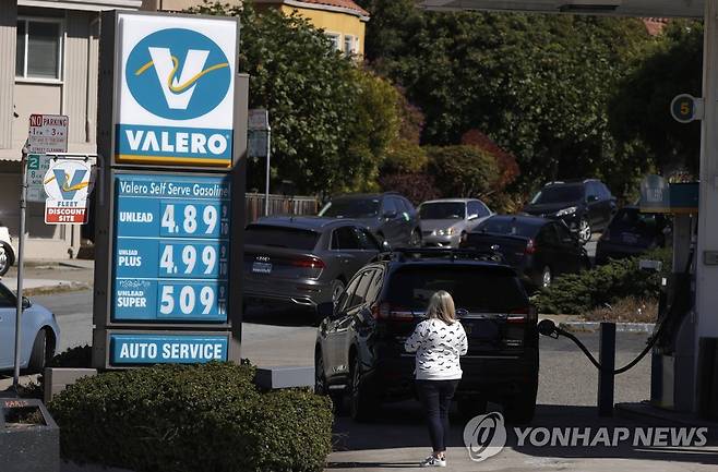 미국 샌프란시스코의 한 주유소 [AFP/게티이미지=연합뉴스 자료사진. 재판매 및 DB 금지]