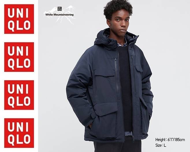 유니클로X화이트마운티니어링 하이브리드 다운 오버사이즈 파카 남성용