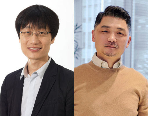 이해진(왼쪽) 네이버 GIO, 김범수 카카오 이사회 의장.