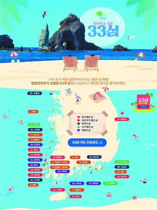 전국의 찾아가고 싶은 섬 33곳의 위치 포스터. 전남도 제공