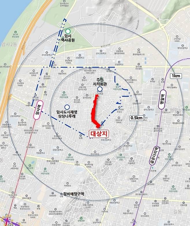 서울 강동구 암사1동 구천면로47길 일대 [강동구 제공]