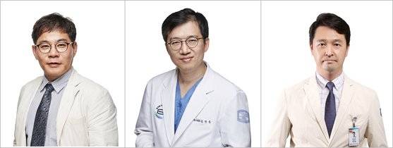 왼쪽부터 서울성모병원 심뇌혈관병원장 장기육 교수(순환기내과), 의정부성모병원 순환기내과 김찬준 교수, 대전성모병원 심장내과 박만원 교수