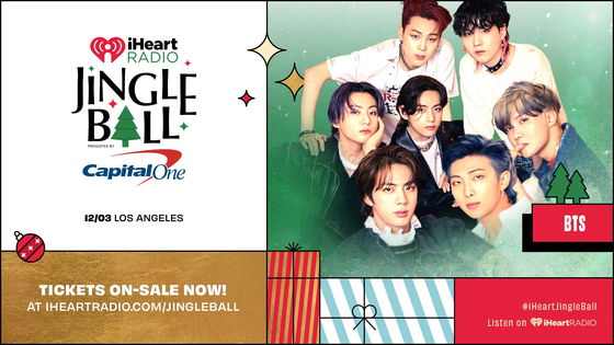 Boy band BTS will appear in the American end-of-the-year concert 2021 Jingle Ball Tour in Los Angeles on Dec. 3. [IHEARTRADIO'S KIIS FM JINGLE BALL]