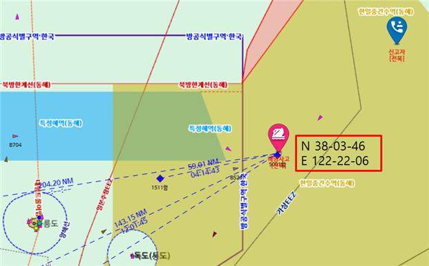 사고 해역 좌표. 동해지방해양경찰청 제공