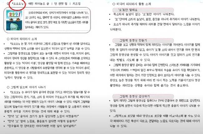 그림책을 통한 유아 미디어 리터러시 교육 예시