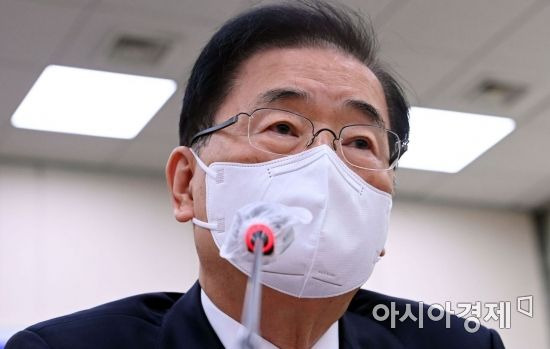 정의용 외교부 장관이 21일 국회에서 열린 국회 외교통일위원회의 외교부, 통일부 등에 대한 국정감사에 출석, 의원들 질의에 답변하고 있다./윤동주 기자 doso7@