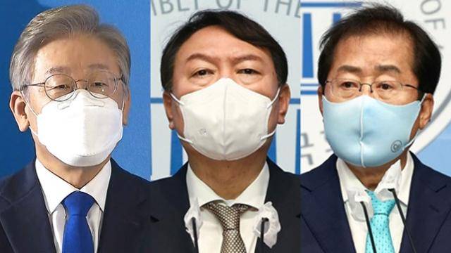 왼쪽부터 이재명, 윤석열, 홍준표 후보