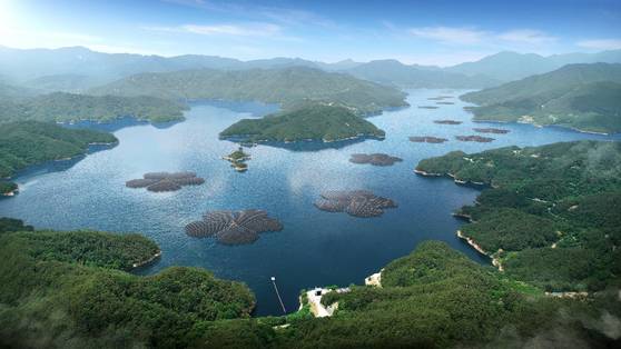 Rendering of a floating solar power plant in Hapcheon County, South Gyeongsang [Hanwha Q Cells]