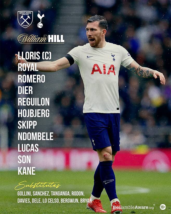 ▲ 토트넘 웨스트햄전 선발 라인업