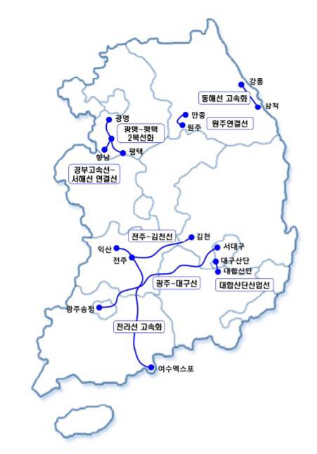 제4차 철도망계획 관련 사전타당성 조사 추진 고속·일반철도 노선도. <국토교통부 제공>