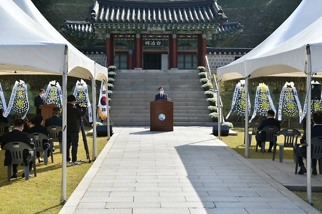 [홍성=뉴시스]제91주기 백야 김좌진 장군 추모제 모습. *재판매 및 DB 금지