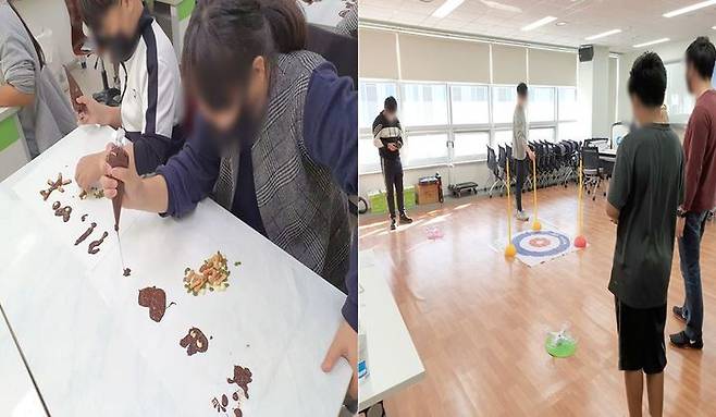 [뉴시스=세종]세종시 학생들이 (왼쪽)초콜릿공예 (오른쪽)드론 진로문화체험 프로그램에 참여하고 있다.2021.10.25.(사진=세종시교육청 제공) *재판매 및 DB 금지