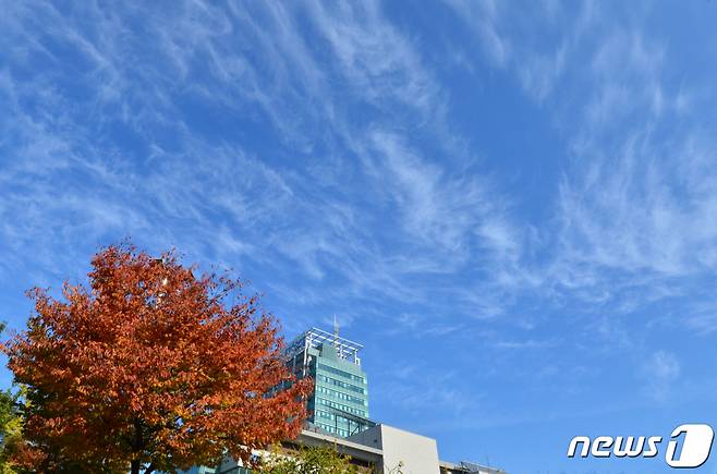 26일 경북 포항 시청사 위로 푸른 가을하늘이 펼쳐지고 있다. /사진=뉴스1