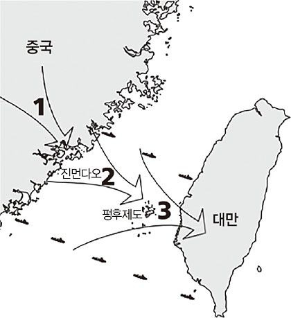 중국이 대만 침공은 중국에 최인접한 진먼다오와 펑후제도, 대만 순서로 진행될 가능성이 높다고 군사 전문가들은 예상한다./Weekly Chosun 제공