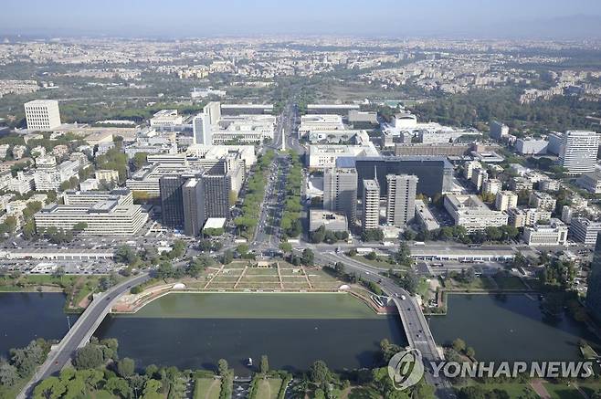 G20 정상회의장이 있는 로마 신도시 '에우르'(EUR) 전경 [EPA 연합뉴스 자료사진]