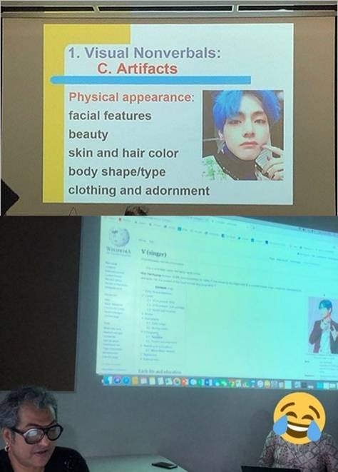 "김태형은 나의 영웅" 방탄소년단 뷔, 해외 수업에 등장..전 세계가 빠진 '세계에서 가장 잘생긴 남자'