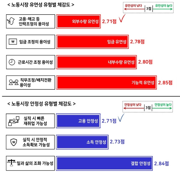 노동시장 유연성과 안정성 유형별 체감도 [사진=경총 ]