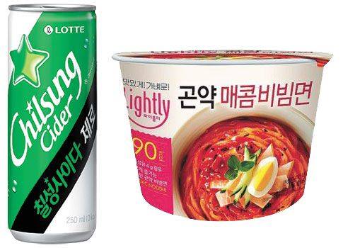 롯데칠성음료가 올 2월 내놓은‘칠성사이다 제로’(왼쪽)는 매월 1000만캔씩 팔리고 있다. 대상 청정원은 곤약을 활용한 간편식 제품(오른쪽)을 내놨다. /롯데칠성음료·대상·마켓컬리