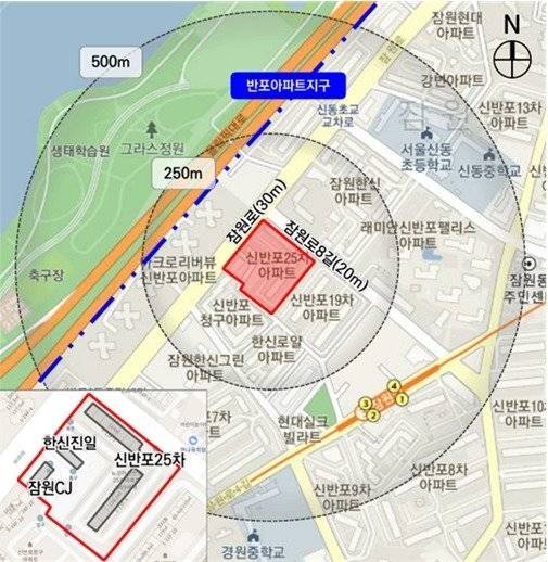 서울 서초구 잠원동 61-1번지 위치도. [사진=서울시]