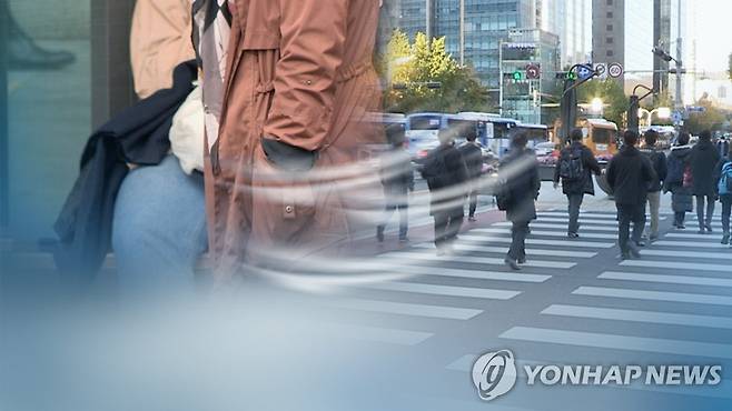 비·바람에 기온 '뚝'…서울 낮 최고 11도 (CG) [연합뉴스TV 제공]