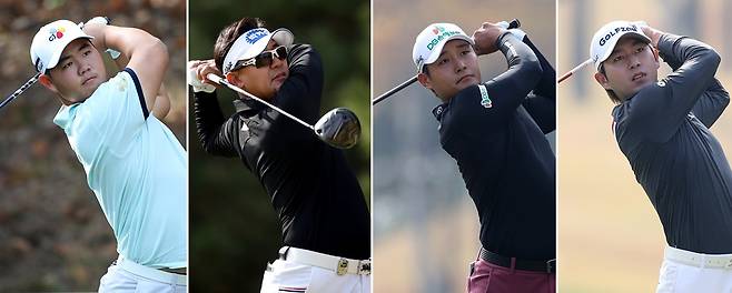 왼쪽부터 2021 시즌 KPGA 코리안투어 대상·상금왕을 휩쓴 김주형과 시즌 2승을 획득한 박상현·서요섭, 올시즌 신인왕 김동은. [KPGA 제공]