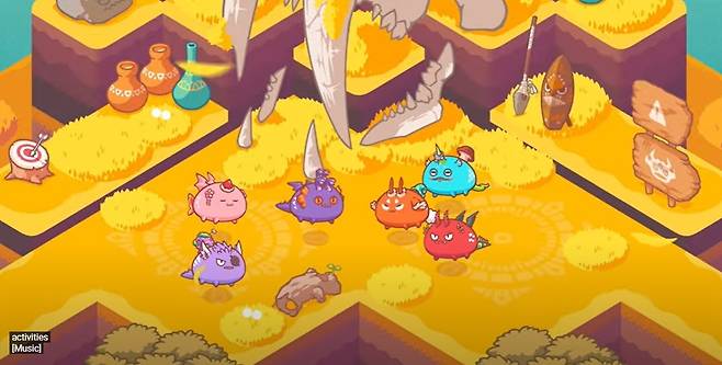 블록체인 게임 '엑시인피니티' 플레이 화면 (엑시인피니티 공식 유튜브 캡처) © 뉴스1