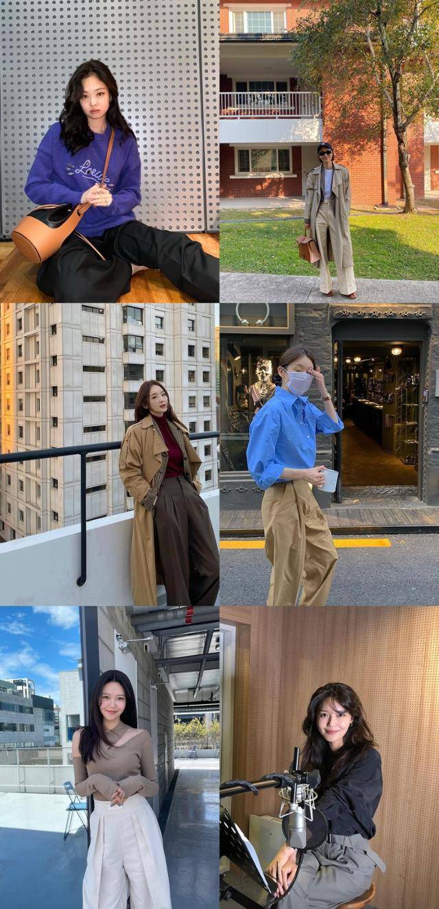 와이드 핏 슬랙스는 상의 스타일링에 따라 힙한 느낌부터 페미닌 무드까지 다양한 연출이 가능하다. 제니 김나영 강민경 수영 SNS