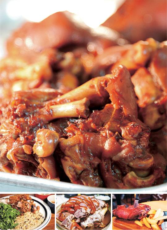 왼쪽부터 로칸다몽로 ‘몽로식 족발찜’, 대문점‘오향족발’, 라도스트‘콜레뇨’