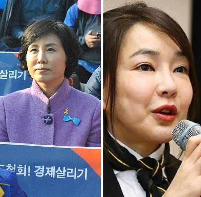 민주당 한준호 의원이 17일 올린 김혜경씨, 김건희씨 사진. 페이스북 캡처