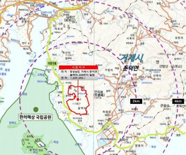 거제 둔덕 골프장 사업지구 [거제시 제공. 재판매 및 DB 금지]