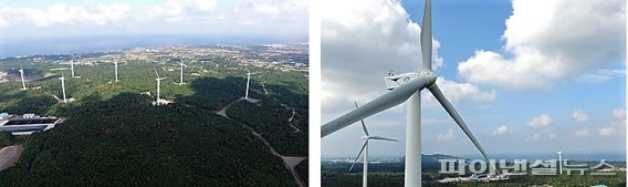 제주에너지공사는 3개의 풍력발전단지를 운영하고 있다.