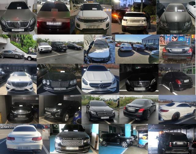 경찰이 확보한 불법 렌터카 사업 투자 사기 관련 차량들. 부산경찰청 제공