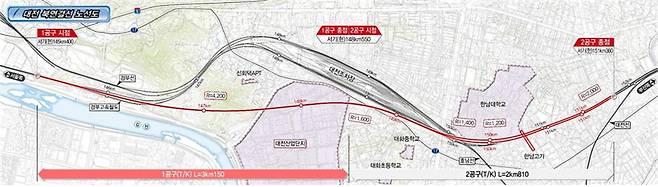 경부고속철도 노선 가운데 대전 도심 북쪽 통과 구간(대전북연결선) 선형개량을 위한 건설공사가 추진된다. /사진제공=국가철도공단