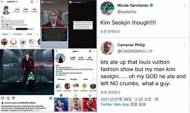 'Face of LV' 방탄소년단 진, 루이 비통 메인 장식 클로징 모델..눈부신 미모 '압도적 존재감'