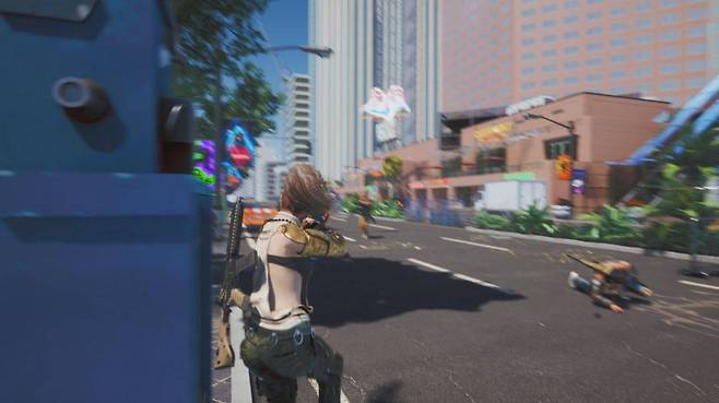 '스카이스크래퍼' 게임 화면. 도시 전투가 돋보인다