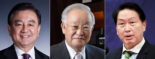홍석현 중앙홀딩스 회장, 손경식 한국경영자총협회 회장, 최태원 대한상공회의소 회장(왼쪽부터)