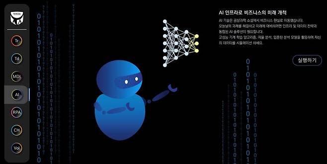 디엘정보기술이 개발한 AI 플랫폼 테레사(TERESA) 주요기능 안내화면