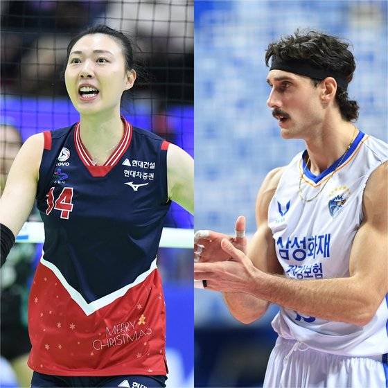 2라운드 MVP 양효진(왼쪽)과 러셀. [사진 KOVO]