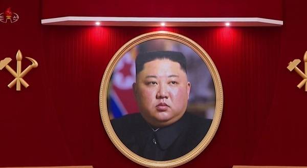 대회장에 걸린 김 위원장의 초상화 / 사진 = 연합뉴스