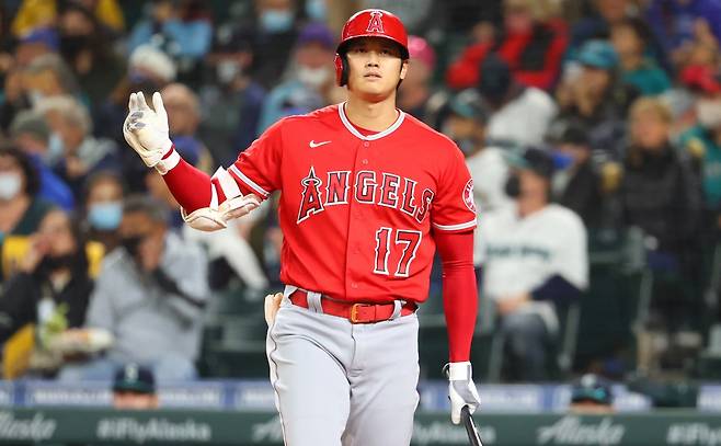8일 일본 매체 디 앤서에 따르면 오타니 쇼헤이(LA 에인절스)가  메이저리그(MLB) 선수 중 유일하게 미국 타임지 '올해의 인물' 후보로 선정됐다. 사진은 지난 10월 MLB 시애틀 마리너스전에 출전한 오타니. /사진= 로이터