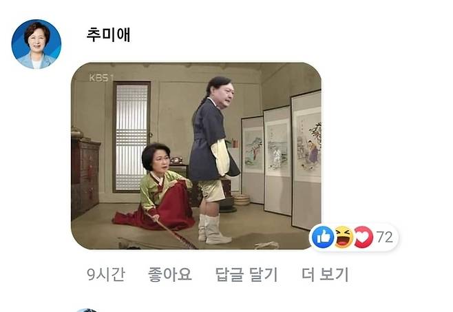추미애 전 법무부 장관이 페이스북에 올린 합성사진 *재판매 및 DB 금지