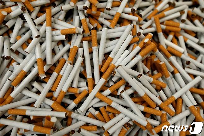 미국 담배 공장에서 제조되고 있는 럭키 스트라이크 담배. © 로이터=뉴스1 © News1 김지현 기자