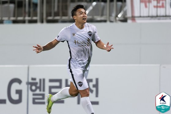 김천 상무 시절 정재희. 한국프로축구연맹