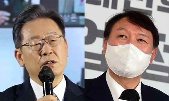 이재명 민주당 후보(왼쪽)와 윤석열 국민의힘 후보. 연합뉴스