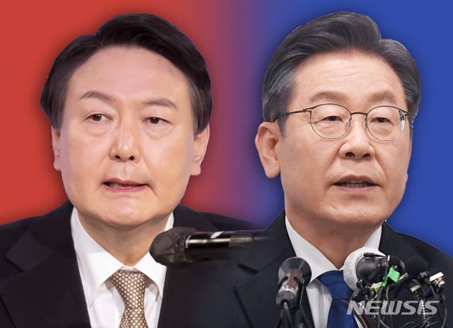 [서울=뉴시스] 윤석열 국민의힘 대선후보(왼쪽부터)와 이재명 더불어민주당 후보.