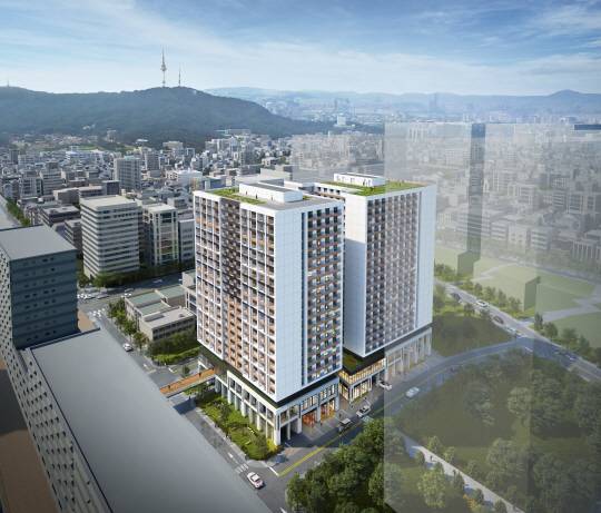 대우건설이 서울 을지로 일대에서 분양 중인 생활형 숙박시설 ‘세운 푸르지오 그래비티’ 조감도.