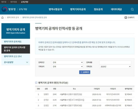 병무청 홈페이지 캡처