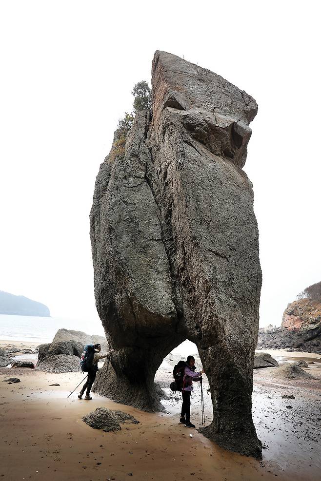 굴업도의 빼놓을 수 없는 볼거리인 코끼리바위. 썰물에 맞춰가야 제대로 볼 수 있다.