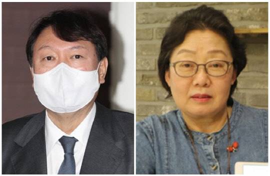 윤석열(왼쪽) 국민의힘 대선 후보와 오세라비 작가. 연합뉴스